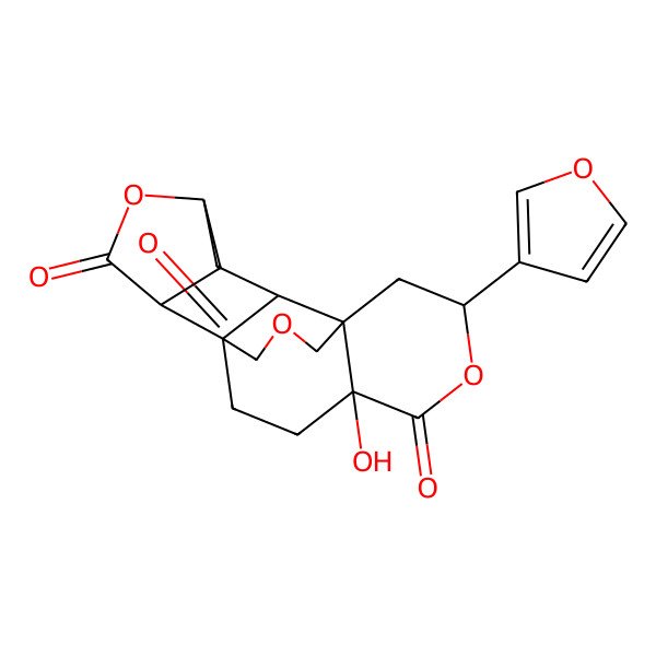 2D Structure of 7-(Furan-3-yl)-4-hydroxy-6,13,17-trioxapentacyclo[7.6.3.112,15.01,10.04,9]nonadecane-5,14,16-trione