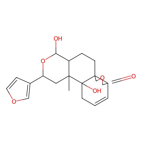 2D Structure of 7-(Furan-3-yl)-5,10-dihydroxy-9-methyl-6,16-dioxatetracyclo[8.7.0.01,14.04,9]heptadec-12-en-15-one