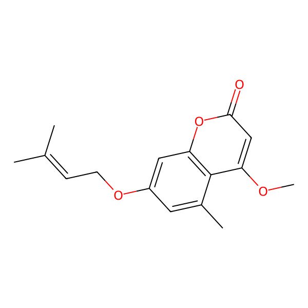 2D Structure of 7-(gamma,gamma-Dimethylallyloxy)-5-methoxy-4-methylcoumarin