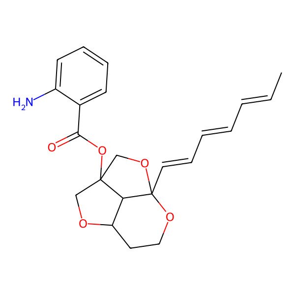 2D Structure of (7-Hepta-1,3,5-trienyl-2,6,8-trioxatricyclo[5.3.1.04,11]undecan-4-yl) 2-aminobenzoate