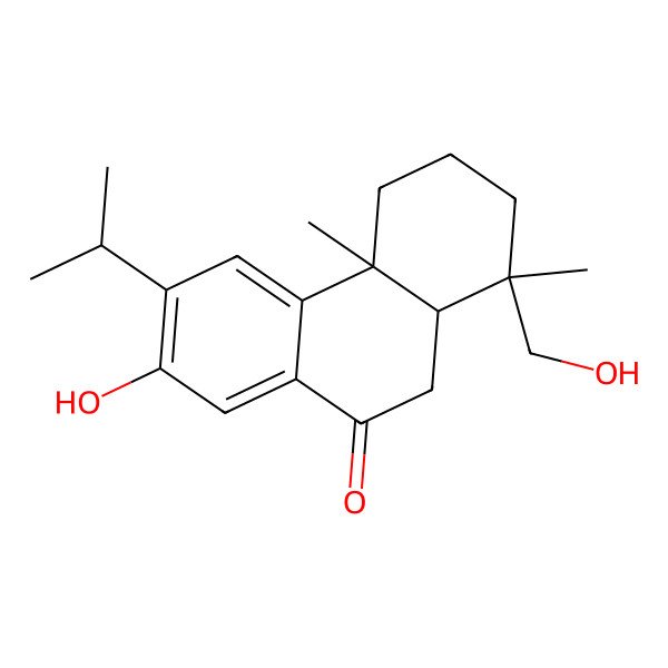 2D Structure of 7-hydroxy-1-(hydroxymethyl)-1,4a-dimethyl-6-propan-2-yl-3,4,10,10a-tetrahydro-2H-phenanthren-9-one 2D Structure of 7-hydroxy-1-(hydroxymethyl)-1,4a-dimethyl-6-propan-2-yl-3,4,10,10a-tetrahydro-2H-phenanthren-9-one
