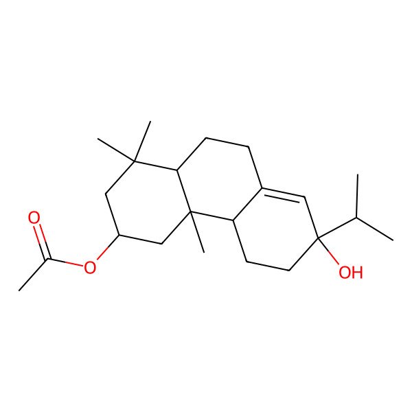 2D Structure of (7-hydroxy-1,1,4a-trimethyl-7-propan-2-yl-3,4,4b,5,6,9,10,10a-octahydro-2H-phenanthren-3-yl) acetate