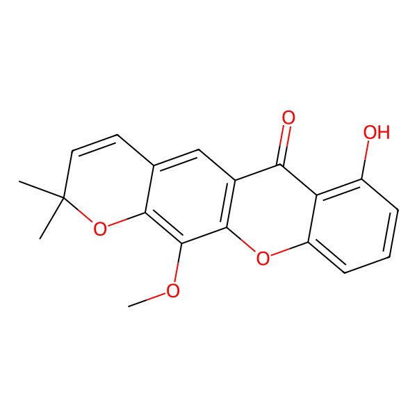2D Structure of 7-Hydroxy-12-methoxy-2,2-dimethylpyrano[3,2-b]xanthen-6-one
