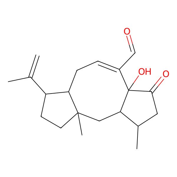 2D Structure of 7-Hydroxy-1,4-dimethyl-6-oxo-12-prop-1-en-2-yltricyclo[9.3.0.03,7]tetradec-8-ene-8-carbaldehyde