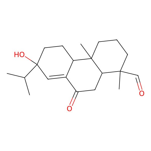 2D Structure of 7-Hydroxy-1,4a-dimethyl-9-oxo-7-propan-2-yl-2,3,4,4b,5,6,10,10a-octahydrophenanthrene-1-carbaldehyde 2D Structure of 7-Hydroxy-1,4a-dimethyl-9-oxo-7-propan-2-yl-2,3,4,4b,5,6,10,10a-octahydrophenanthrene-1-carbaldehyde