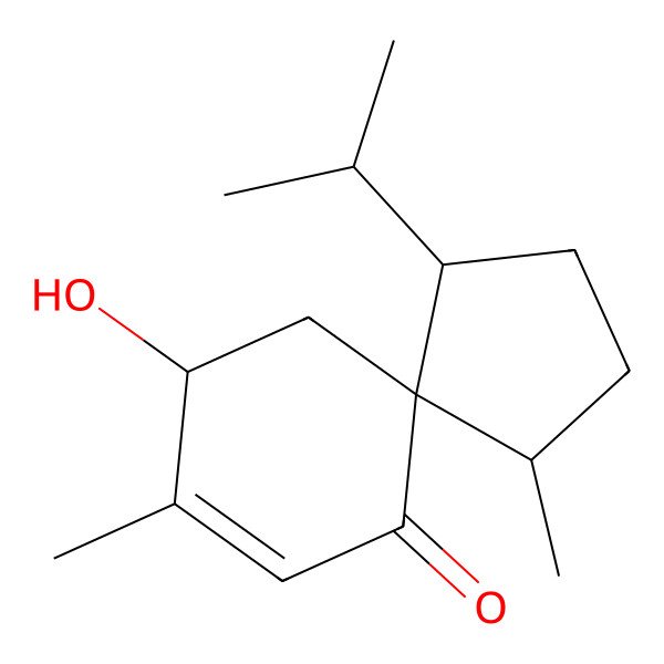 2D Structure of 7-Hydroxy-1,8-dimethyl-4-propan-2-ylspiro[4.5]dec-8-en-10-one