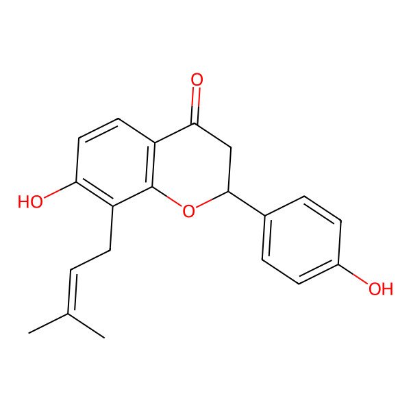 2D Structure of 7-Hydroxy-2-(4-hydroxyphenyl)-8-(3-methylbut-2-enyl)-2,3-dihydrochromen-4-one