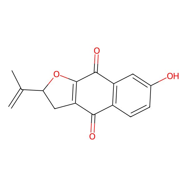 2D Structure of 7-Hydroxy-2-isopropenyl-2,3-dihydrobenzo[f]benzofuran-4,9-dione