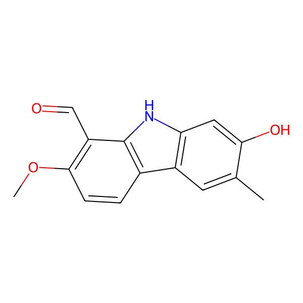 2D Structure of 7-hydroxy-2-methoxy-6-methyl-9H-carbazole-1-carbaldehyde