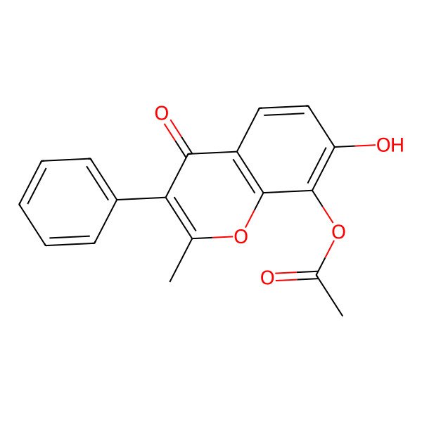 2D Structure of (7-Hydroxy-2-methyl-4-oxo-3-phenylchromen-8-yl) acetate