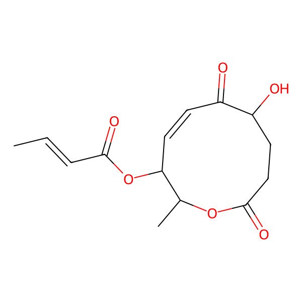 2D Structure of (7-hydroxy-2-methyl-6,10-dioxo-3,7,8,9-tetrahydro-2H-oxecin-3-yl) but-2-enoate
