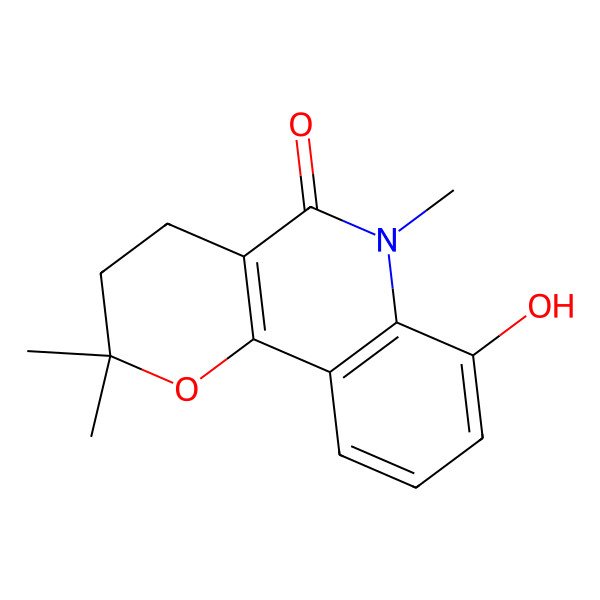 2D Structure of 7-Hydroxy-2,2,6-trimethyl-3,4-dihydropyrano[3,2-c]quinolin-5-one