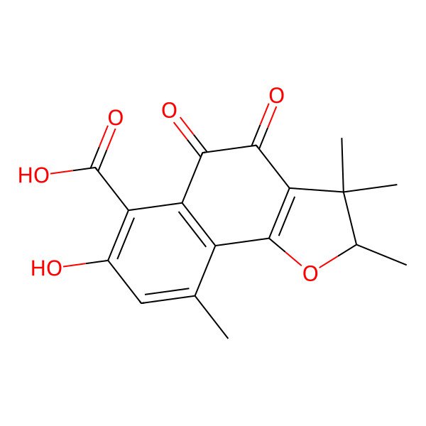 2D Structure of 7-hydroxy-2,3,3,9-tetramethyl-4,5-dioxo-2H-benzo[g][1]benzofuran-6-carboxylic acid