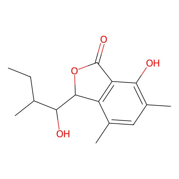 2D Structure of 7-hydroxy-3-(1-hydroxy-2-methylbutyl)-4,6-dimethyl-3H-2-benzofuran-1-one