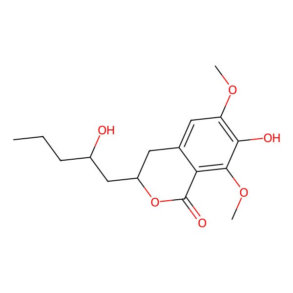 2D Structure of 7-Hydroxy-3-(2-hydroxypentyl)-6,8-dimethoxy-3,4-dihydroisochromen-1-one