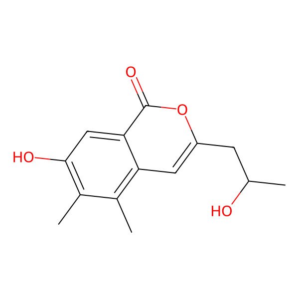 2D Structure of 7-Hydroxy-3-(2-hydroxypropyl)-5,6-dimethylisochromen-1-one