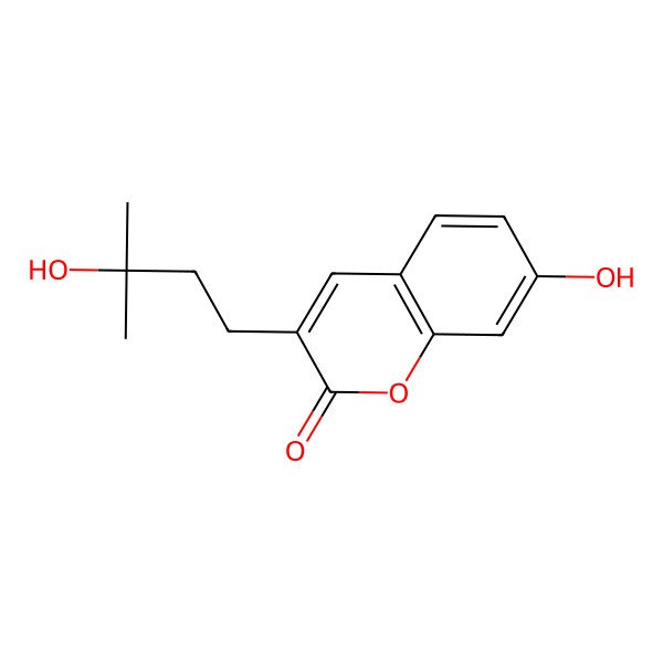 2D Structure of 7-Hydroxy-3-(3-hydroxy-3-methylbutyl)chromen-2-one