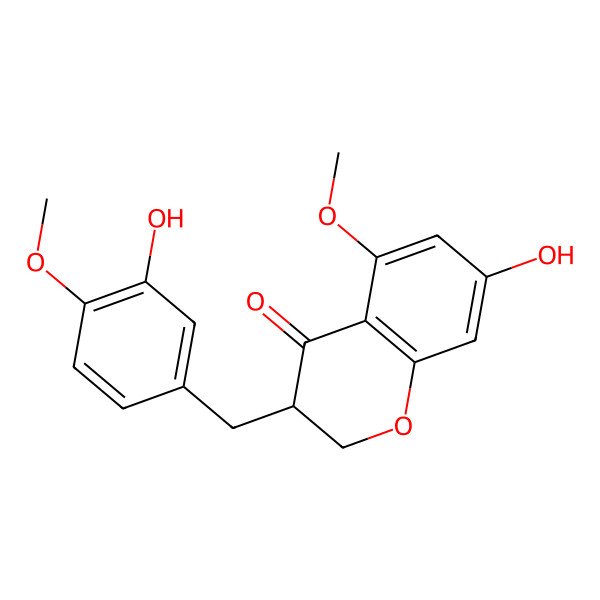 2D Structure of 7-Hydroxy-3-(3-hydroxy-4-methoxybenzyl)-5-methoxy-4-chromanone