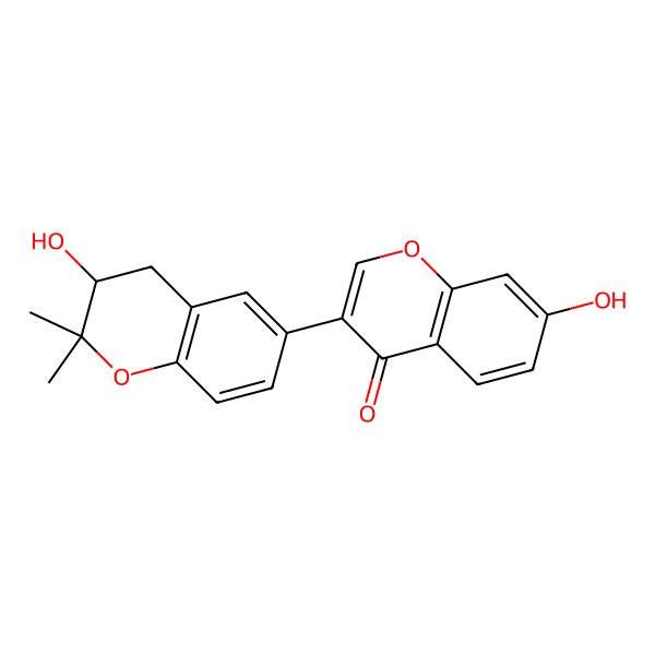 2D Structure of 7-hydroxy-3-[(3S)-3-hydroxy-2,2-dimethyl-3,4-dihydrochromen-6-yl]chromen-4-one