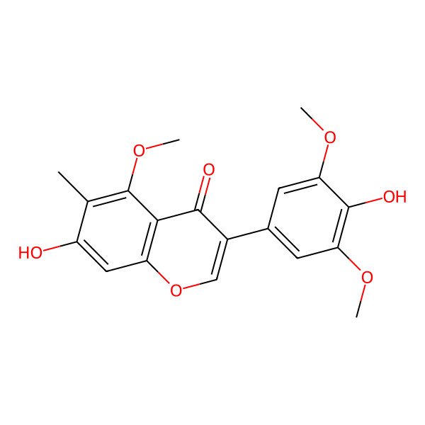 2D Structure of 7-Hydroxy-3-(4-hydroxy-3,5-dimethoxyphenyl)-5-methoxy-6-methylchromen-4-one