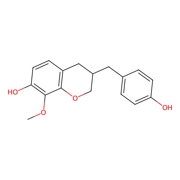2D Structure of 7-Hydroxy-3-(4-hydroxybenzyl)-8-methoxychroman