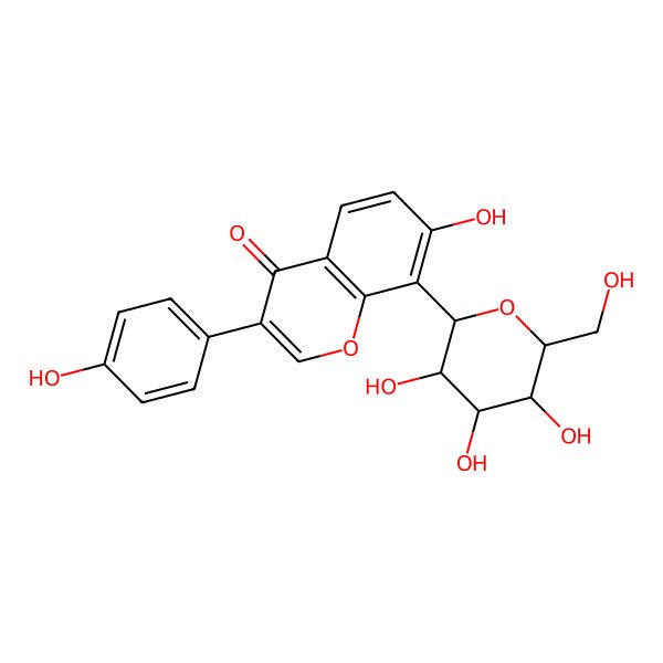 2D Structure of 7-Hydroxy-3-(4-hydroxyphenyl)-8-[3,4,5-trihydroxy-6-(hydroxymethyl)oxan-2-yl]chromen-4-one