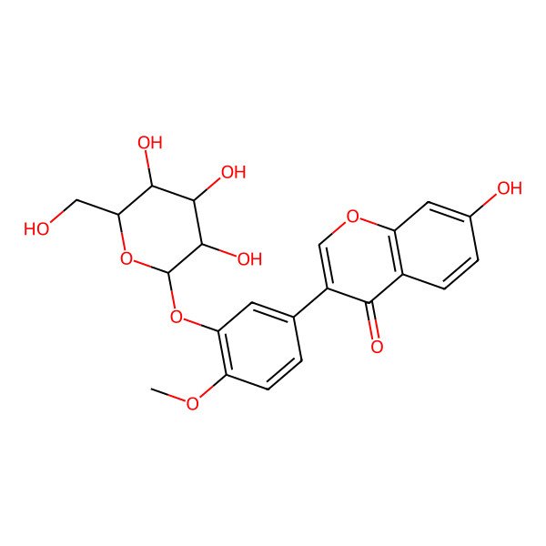 2D Structure of 7-Hydroxy-3-[4-methoxy-3-[3,4,5-trihydroxy-6-(hydroxymethyl)oxan-2-yl]oxyphenyl]chromen-4-one