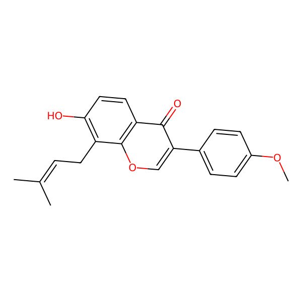 2D Structure of 7-Hydroxy-3-(4-methoxyphenyl)-8-(3-methylbut-2-enyl)chromen-4-one