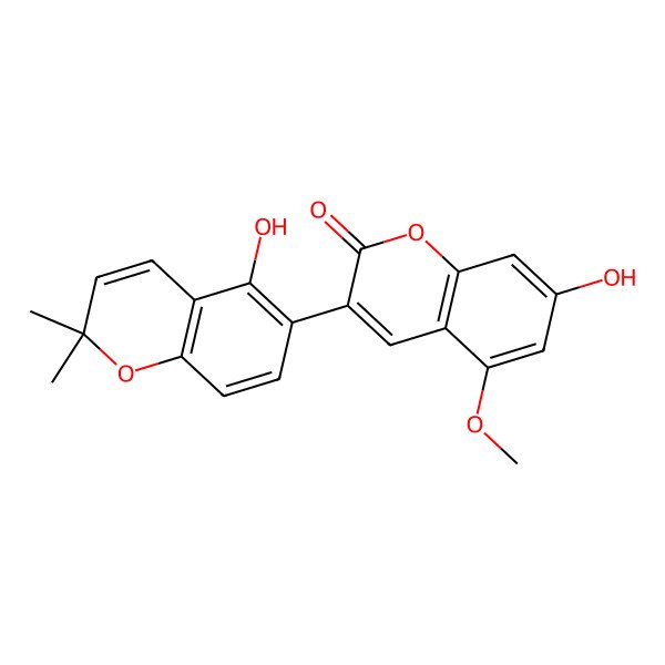 2D Structure of 7-Hydroxy-3-(5-hydroxy-2,2-dimethylchromen-6-yl)-5-methoxychromen-2-one