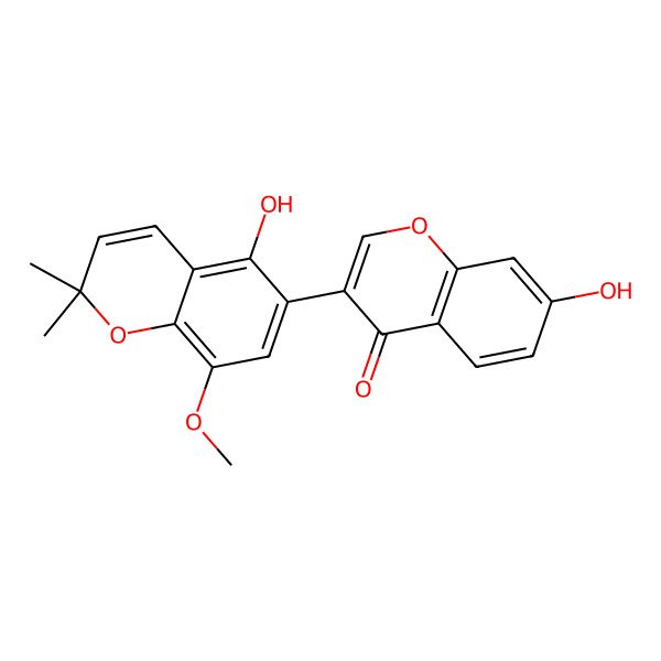 2D Structure of 7-Hydroxy-3-(5-hydroxy-8-methoxy-2,2-dimethylchromen-6-yl)chromen-4-one