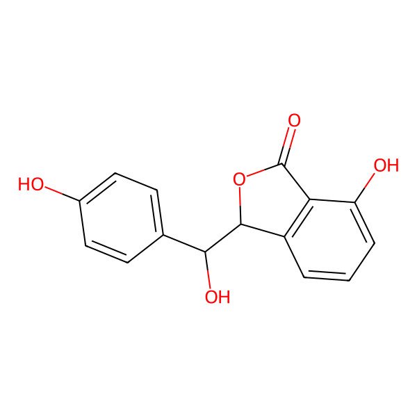 2D Structure of 7-hydroxy-3-[hydroxy-(4-hydroxyphenyl)methyl]-3H-2-benzofuran-1-one