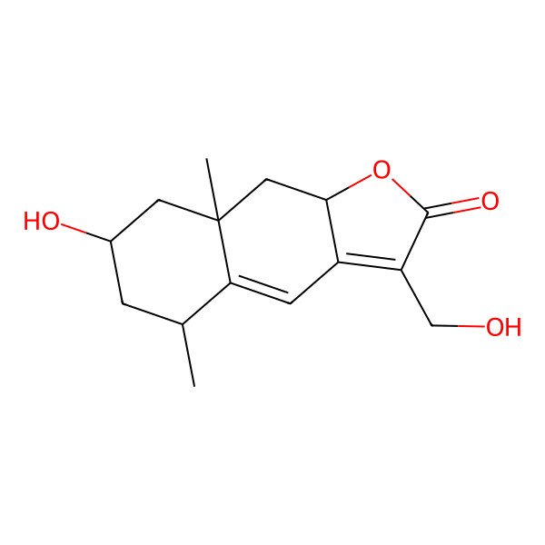 2D Structure of 7-Hydroxy-3-(hydroxymethyl)-5,8a-dimethyl-5,6,7,8,9,9a-hexahydrobenzo[f][1]benzofuran-2-one