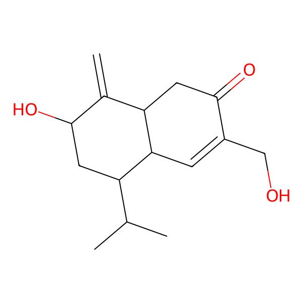 2D Structure of 7-Hydroxy-3-(hydroxymethyl)-8-methylidene-5-propan-2-yl-1,4a,5,6,7,8a-hexahydronaphthalen-2-one