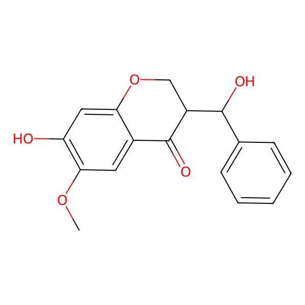 2D Structure of 7-Hydroxy-3-[hydroxy(phenyl)methyl]-6-methoxy-2,3-dihydrochromen-4-one