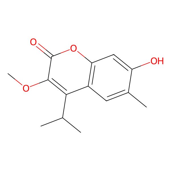 2D Structure of 7-Hydroxy-3-methoxy-6-methyl-4-propan-2-ylchromen-2-one