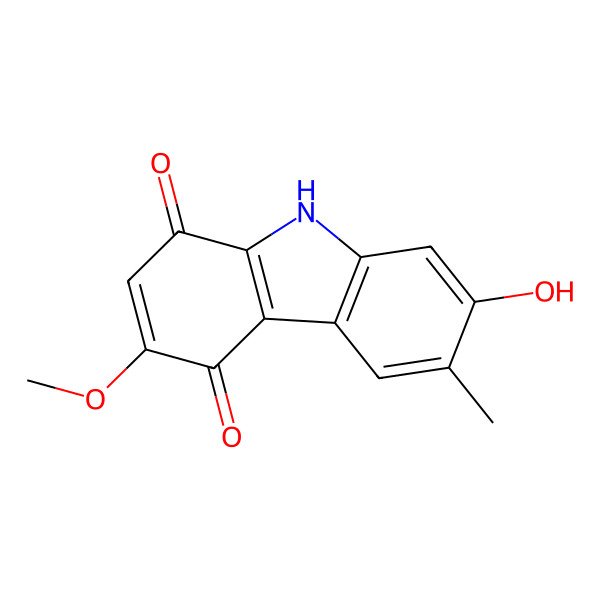 2D Structure of 7-hydroxy-3-methoxy-6-methyl-9H-carbazole-1,4-dione