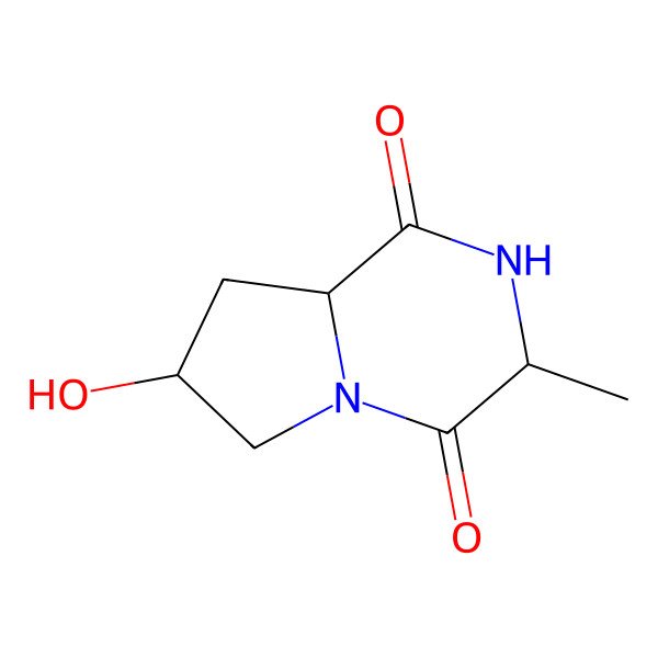 2D Structure of 7-Hydroxy-3-methylhexahydropyrrolo[1,2-a]pyrazine-1,4-dione