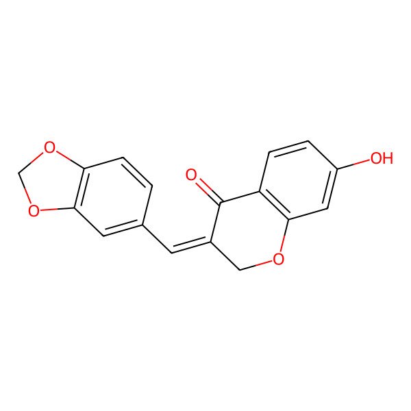 2D Structure of 7-hydroxy-3-piperonylidene-4(4H)-benzopyranone