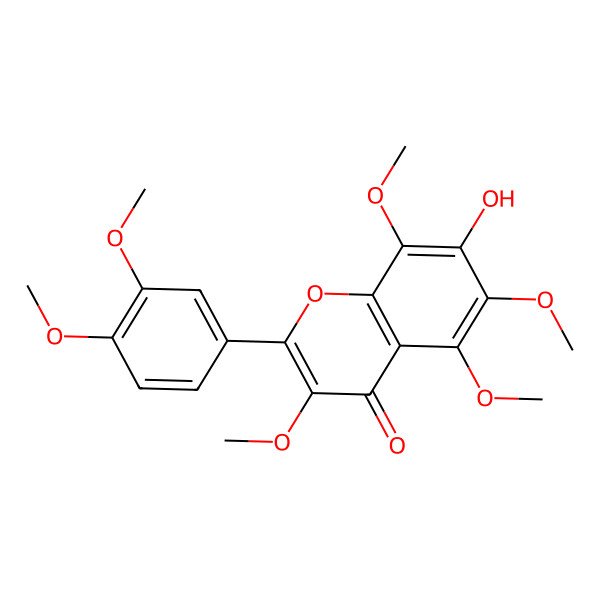 2D Structure of 7-Hydroxy-3,3',4',5,6,8-hexamethoxyflavone