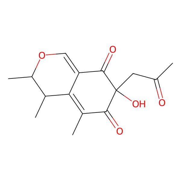 2D Structure of 7-Hydroxy-3,4,5-trimethyl-7-(2-oxopropyl)-3,4-dihydroisochromene-6,8-dione