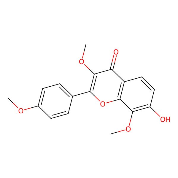 2D Structure of 7-Hydroxy-3,4',8-trimethoxyflavone