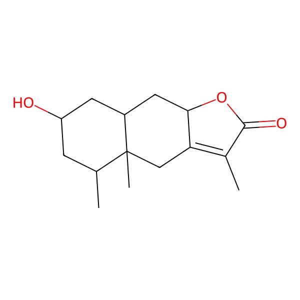 2D Structure of 7-Hydroxy-3,4a,5-trimethyl-4,5,6,7,8,8a,9,9a-octahydrobenzo[f][1]benzofuran-2-one