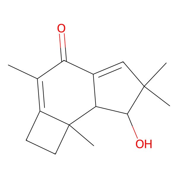 2D Structure of 7-Hydroxy-3,6,6,7b-tetramethyl-1,2,7,7a-tetrahydrocyclobuta[e]inden-4-one