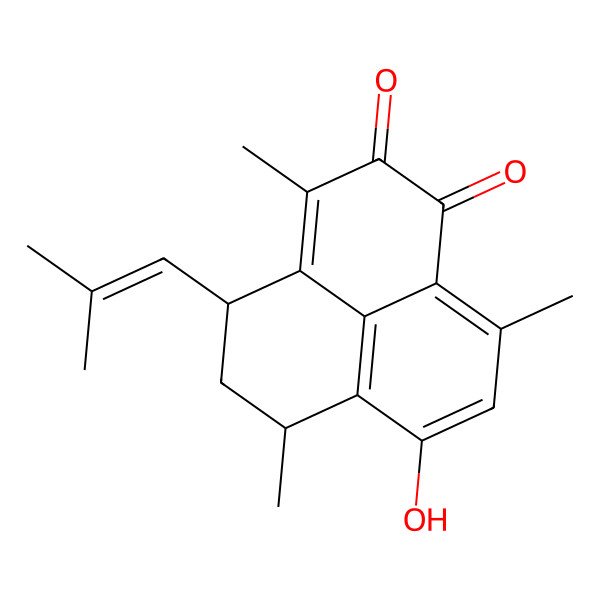 2D Structure of 7-hydroxy-3,6,9-trimethyl-4-(2-methylprop-1-enyl)-5,6-dihydro-4H-phenalene-1,2-dione