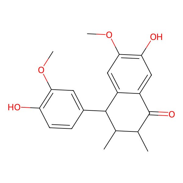 2D Structure of 7-hydroxy-4-(4-hydroxy-3-methoxyphenyl)-6-methoxy-2,3-dimethyl-3,4-dihydro-2H-naphthalen-1-one