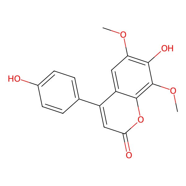 2D Structure of 7-Hydroxy-4-(4-hydroxyphenyl)-6,8-dimethoxychromen-2-one