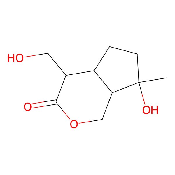 2D Structure of 7-Hydroxy-4-(hydroxymethyl)-7-methyl-1,4,4a,5,6,7a-hexahydrocyclopenta[c]pyran-3-one