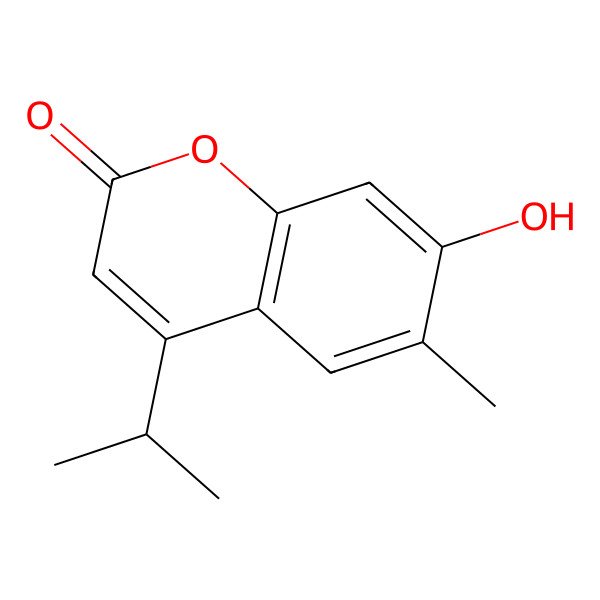 2D Structure of 7-Hydroxy-6-methyl-4-propan-2-ylchromen-2-one