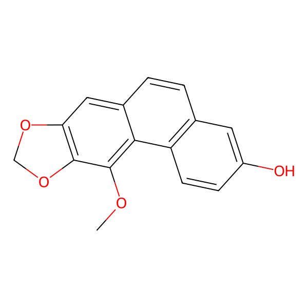 2D Structure of 7-Hydroxy-4-methoxy-2,3-methylenedioxyphenanthrene