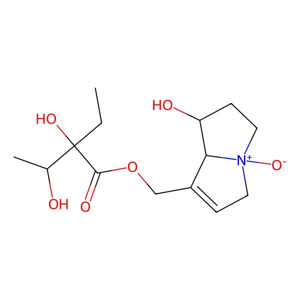 2D Structure of (7-hydroxy-4-oxido-5,6,7,8-tetrahydro-3H-pyrrolizin-4-ium-1-yl)methyl 2-ethyl-2,3-dihydroxybutanoate